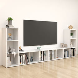 vidaXL Mobili TV 4 pz Bianchi 107x35x37 cm in Legno Multistrato