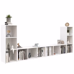 vidaXL Mobili TV 4 pz Bianchi 107x35x37 cm in Legno Multistrato - Vista aggiuntiva 3