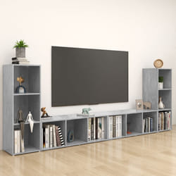 vidaXL Mobili TV 4 pz Grigio Cemento 107x35x37 cm in Legno Multistrato