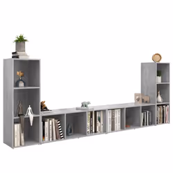 vidaXL Mobili TV 4 pz Grigio Cemento 107x35x37 cm in Legno Multistrato - Vista aggiuntiva 3