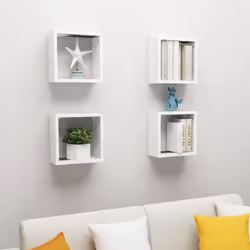 Questo set di mensole a cubo da parete, caratterizzato da un design funzionale, è pensato per essere il punto focale del vost ...