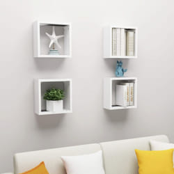 Mensole Parete a Cubo 4 pz Bianche 30x15x30 cm Vidaxl 96006