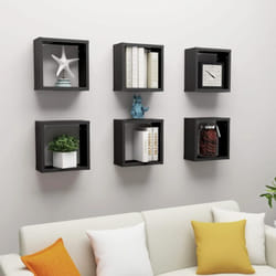 Set da 6 moderne mensole cubiche in legno disponibili in vari colori colore : Nero