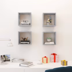 vidaXL Mensole Parete a Cubo 4 pz Grigio Cemento 26x15x26 cm - Vista aggiuntiva 3