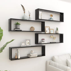 vidaXL Mensole Parete a Cubo 4 pz Nere 100x15x30 cm Legno Multistrato
