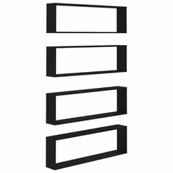 vidaXL Mensole Parete a Cubo 4 pz Nere 100x15x30 cm Legno Multistrato - Vista aggiuntiva 2