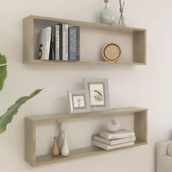 Mensole Parete a Cubo 2pz Rovere Sonoma 100x15x30cm Multistrato Vidaxl 27241