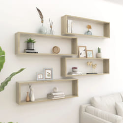 vidaXL Mensole Parete a Cubo 4pz Rovere Sonoma 100x15x30cm Multistrato