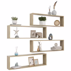 vidaXL Mensole Parete a Cubo 4pz Rovere Sonoma 100x15x30cm Multistrato - Vista aggiuntiva 3