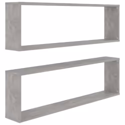 vidaXL Mensole Parete Cubo 2pz Grigio Cemento 100x15x30 cm Multistrato - Vista aggiuntiva 2