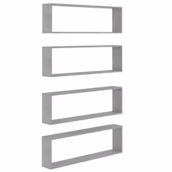 vidaXL Mensole Parete Cubo 4pz Grigio Cemento 100x15x30 cm Multistrato - Vista aggiuntiva 2