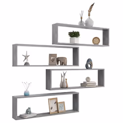 vidaXL Mensole Parete Cubo 4pz Grigio Cemento 100x15x30 cm Multistrato - Vista aggiuntiva 3