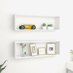 Set da 2 mensole da parete moderne in legno disponibili vari colori colore : Bianco