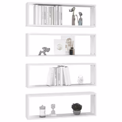 vidaXL Mensole Parete a Cubo 4pz Bianco 80x15x26,5cm Legno Multistrato - Vista aggiuntiva 3