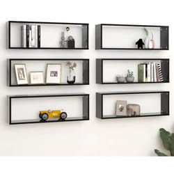 Mensole Parete a Cubo 6pz Nere 80x15x26,5cm Legno Multistrato Vidaxl 528828