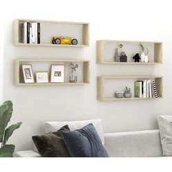 Set da 4 mensole da parete moderne in legno disponibili vari colori colore : Marrone