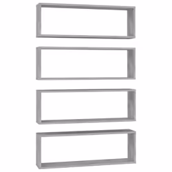 vidaXL Mensole Parete Cubo 4pz Grigio Cemento 80x15x26,5cm Multistrato - Vista aggiuntiva 2