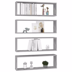 vidaXL Mensole Parete Cubo 4pz Grigio Cemento 80x15x26,5cm Multistrato - Vista aggiuntiva 3