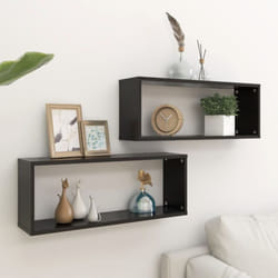 Mensole Parete a Cubo 2 pz, Mobile Moderno Nere 60x15x23 cm in Truciolato Vidaxl 5104