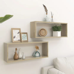 Mensole Parete a Cubo 2pz Rovere Sonoma 60x15x23 cm Multistrato Vidaxl 18020