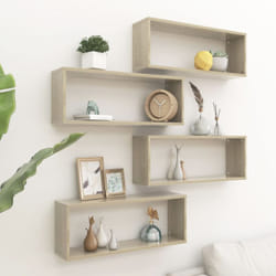 Mensole Parete a Cubo 4pz Rovere Sonoma 60x15x23 cm Multistrato Vidaxl 65369