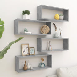Mensole Parete a Cubo 4pz Grigio Cemento 60x15x23cm Multistrato Vidaxl 61436