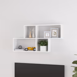 Scaffale a Parete Bianco Lucido 100x18x53 cm Legno Multistratocod mxl 103027