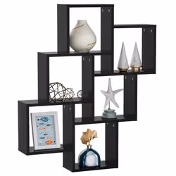 Mensola da Parete a Cubo Nera 78x15x93 cm in Legno Multistratocod mxl 102948 - Vista aggiuntiva 3