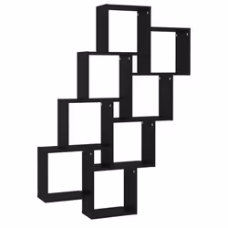 vidaXL Mensola Parete a Cubo Nera 90x15x119 cm in Legno Multistrato - Vista aggiuntiva 2