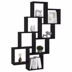 vidaXL Mensola Parete a Cubo Nera 90x15x119 cm in Legno Multistrato - Vista aggiuntiva 3