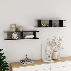 Set 2 mensole moderne da parete con 2 scomparti interni 90x18x20cm vari colori colore : Nero
