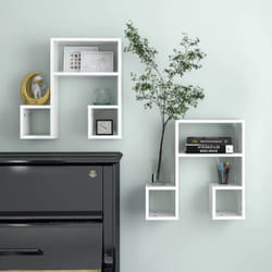 vidaXL Mensole a Muro 2 pz Bianco Lucido 50x15x50 cm Legno Multistrato