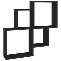 Mensola da Parete a Cubo Nera 80x15x78,5 cm Legno Multistratocod mxl 97337 - Vista aggiuntiva 2