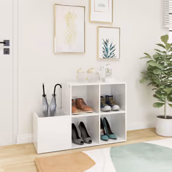 vidaXL Scarpiera Ingresso Bianco Lucido 105x35,5x70 Legno Multistrato - Vista aggiuntiva 3