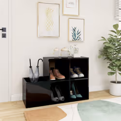vidaXL Scarpiera Ingresso Nero Lucido 105x35,5x70cm Legno Multistrato - Vista aggiuntiva 3