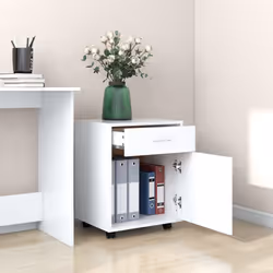 vidaXL Mobiletto con Rotelle Bianco 45x38x54cm in Legno Ingegnerizzato - Vista aggiuntiva 3
