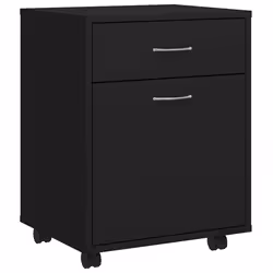 vidaXL Mobiletto con Rotelle Nero 45x38x54cm in Legno Multistrato - Vista aggiuntiva 2