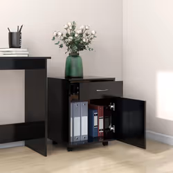 vidaXL Mobiletto con Rotelle Nero 45x38x54cm in Legno Multistrato - Vista aggiuntiva 3