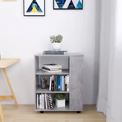 vidaXL Mobiletto con Ruote Grigio Cemento 60x35x75cm Legno Multistrato - Vista aggiuntiva 3