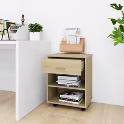 vidaXL Mobiletto con Ruote Rovere Sonoma 46x36x59 cm Legno Multistrato - Vista aggiuntiva 3