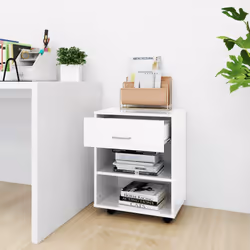 Mobiletto con Ruote Bianco Lucido 46x36x59 cm Legno Multistratocod mxl 127409
