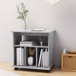 vidaXL Mobiletto con Ruote Grigio Cemento 60x45x60cm Legno Multistrato - Vista aggiuntiva 3