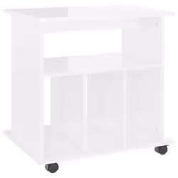 vidaXL Mobiletto con Ruote Bianco Lucido 60x45x60 cm Legno Multistrato - Vista aggiuntiva 2