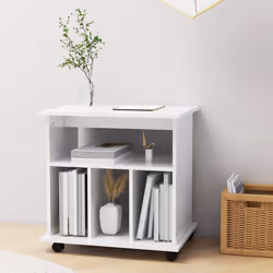 vidaXL Mobiletto con Ruote Bianco Lucido 60x45x60 cm Legno Multistrato - Vista aggiuntiva 3