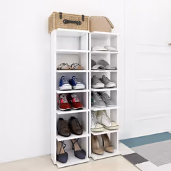 vidaXL Scarpiere 2 pz Bianche 27,5x27x102 cm in Legno Multistrato - Vista aggiuntiva 3