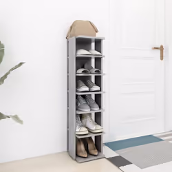 vidaXL Scarpiera Grigio Cemento 27,5x27x102 cm in Legno Multistrato - Vista aggiuntiva 3