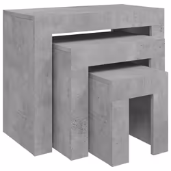 vidaXL Tavolini da Salotto Impilabili 3pz Grigio Cemento in Truciolato - Vista aggiuntiva 2