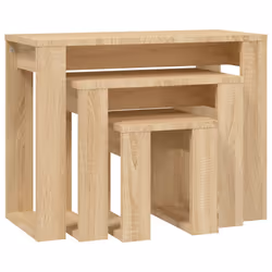 vidaXL Tavolini Impilabili 3 pz Rovere Sonoma in Legno Multistrato - Vista aggiuntiva 2