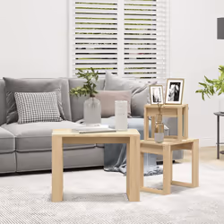 vidaXL Tavolini Impilabili 3 pz Rovere Sonoma in Legno Multistrato - Vista aggiuntiva 3