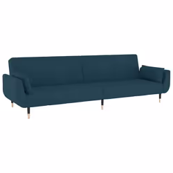 vidaXL Divano Letto a 2 Posti con 2 Cuscini Blu in Velluto - Vista aggiuntiva 2